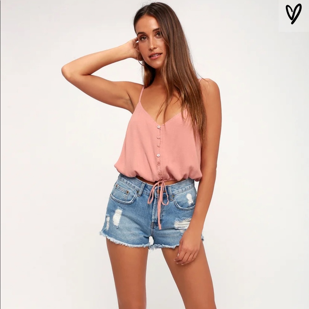 Rayon Mauve/Pink Button-Up Adjustable Top